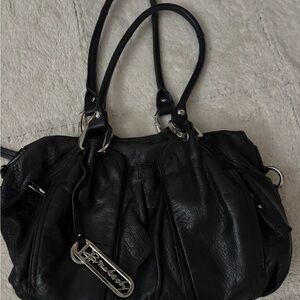 B. Makowsky Black Leather Shoulder Bag